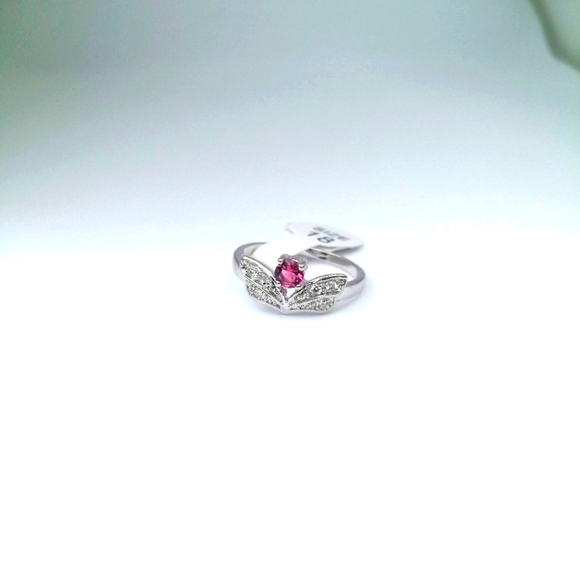 14K Gold Plated Jewelry - 14k Real White Gold Plated Ring Silver Pink